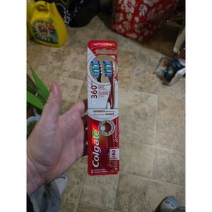 Colgate 360 Advanced Optic White Toothbrush Soft 2 Count Pack Package Damage New